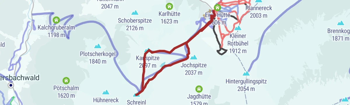 Route map: Skitour zum Karlspitz & Schreinl